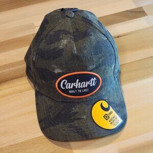 Carhartt Camo Hat Mens Cap Strap Back Green Patch Canvas Outdoors Force logo NWT